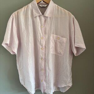 Vintage Pale Pink Transparent Silk Button Down Blouse